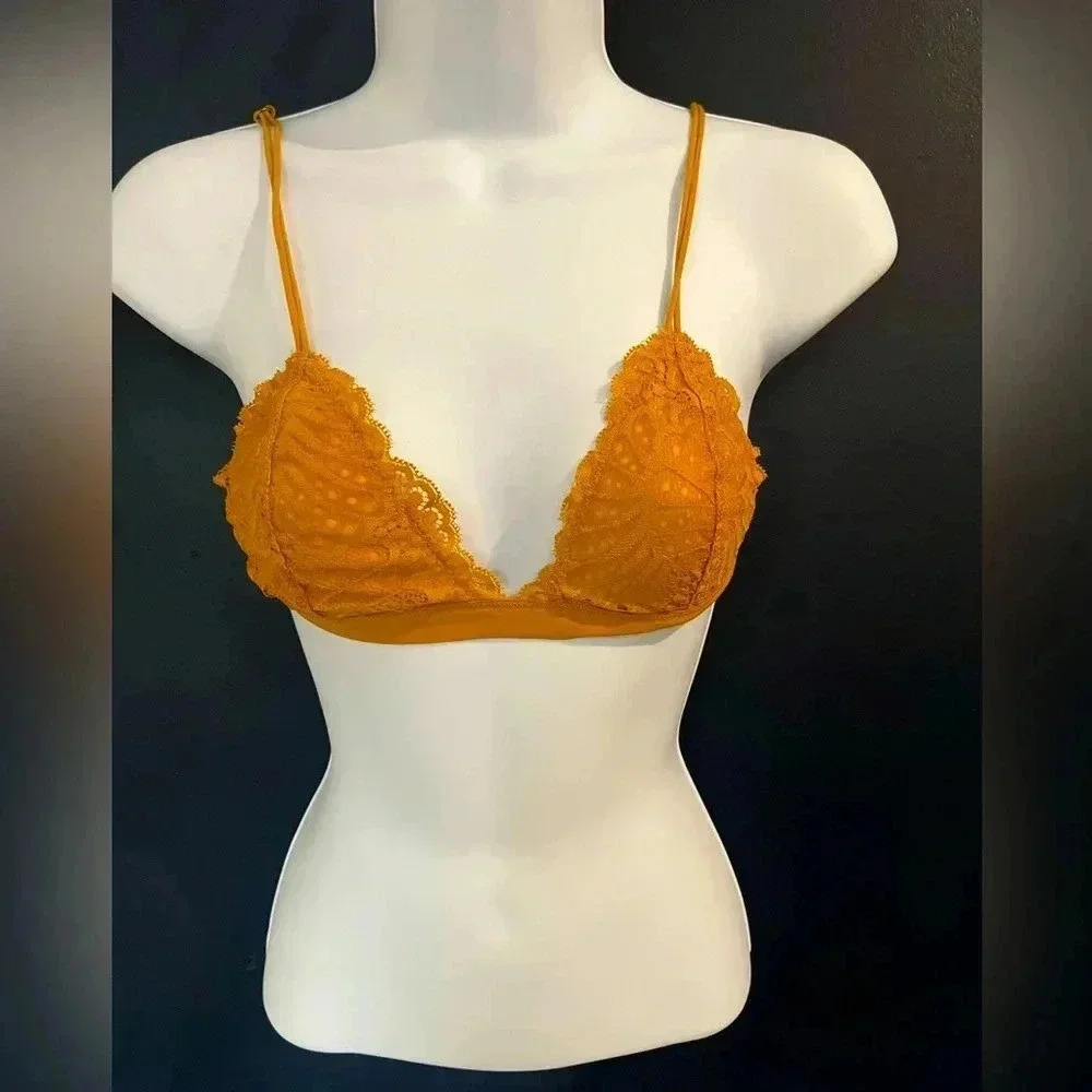 Size small lace sexy bra gold / mustard color